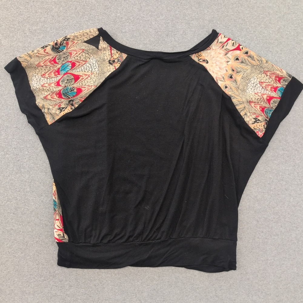 J by J Jill Womens Dolman Sleeve Blouse Geometric Print Black Trim Top M - Picture 3 of 3